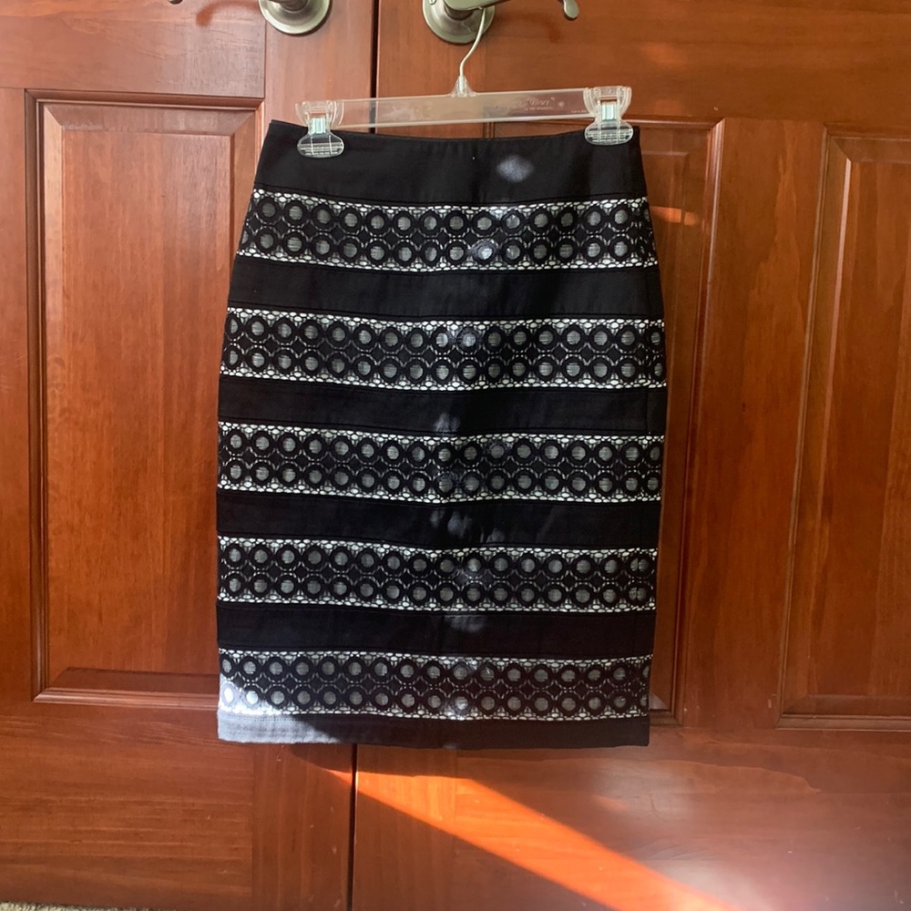 Black pencil skirt with lace detail